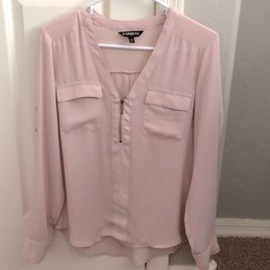 Express light pink long sleeve woman’s dress shirt